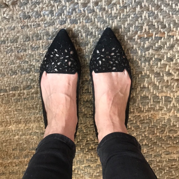 Karl Lagerfeld Shoes - Karl Lagerfeld “Nina” sparkly black flat size 8